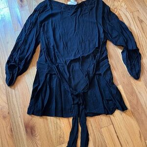 Motherhood Maternity Black Blouse w Tie- Large